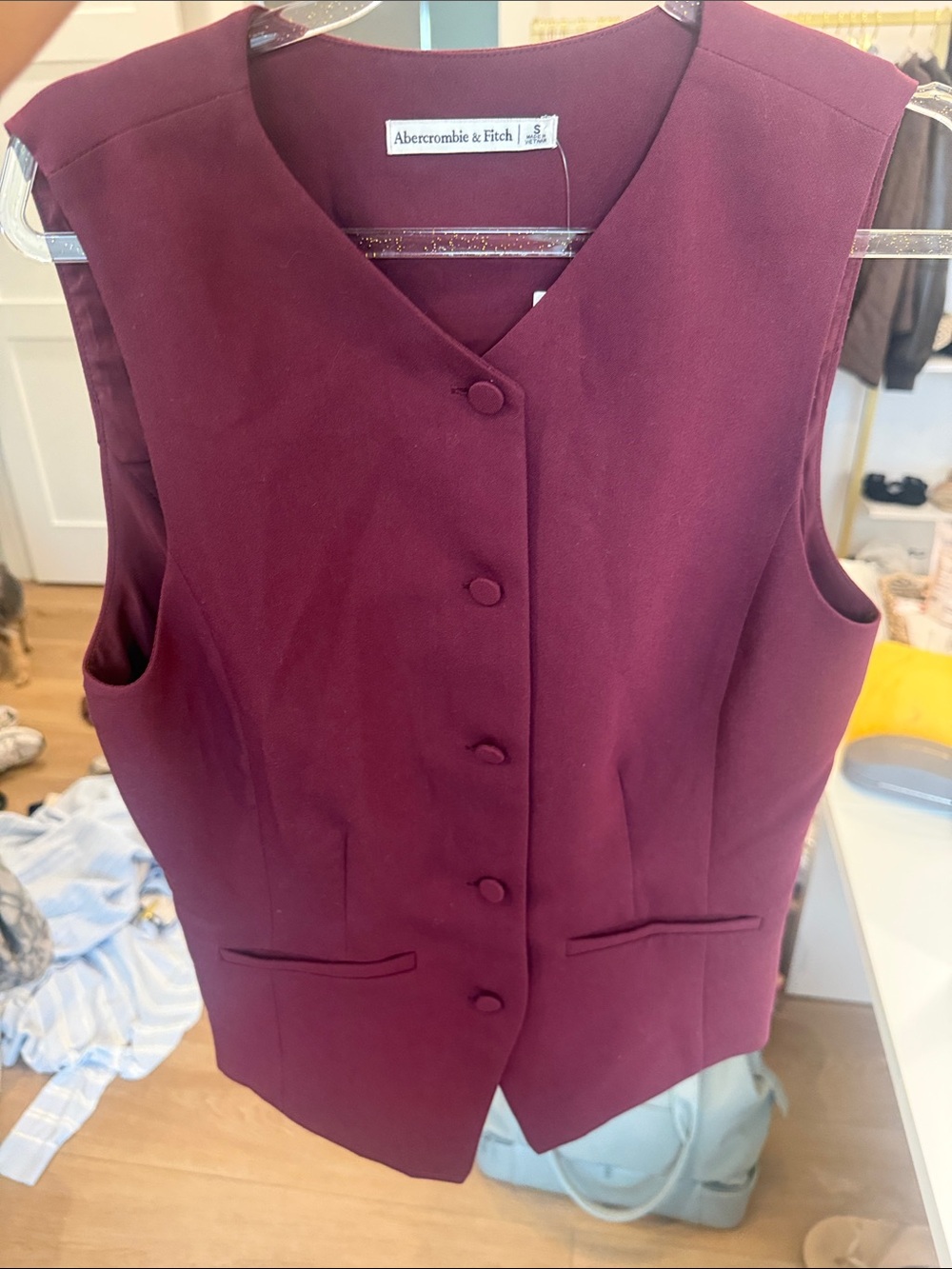 Abercrombie & Fitch Women's Wine Button-Front Vest